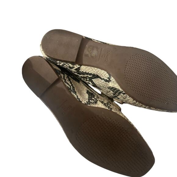 SCHUTZ Maggy Neutral Snakeskin Leather Flats Gold Snake Hardware Size 7.5 - Picture 7 of 7